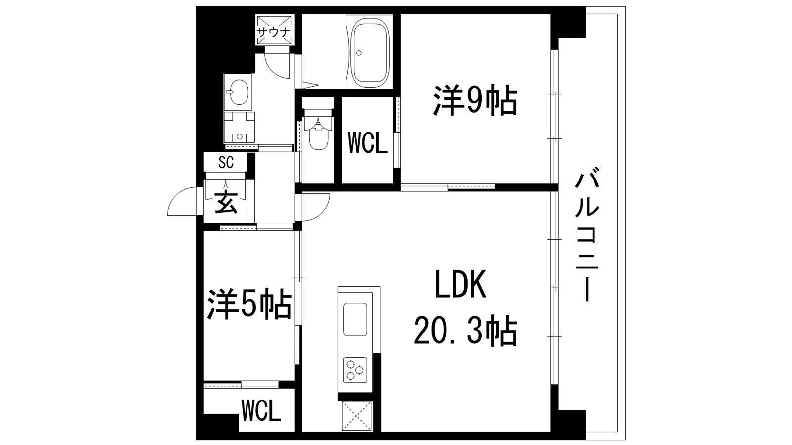プレジオ宝塚ASIAN(2LDK/3階)の間取り写真