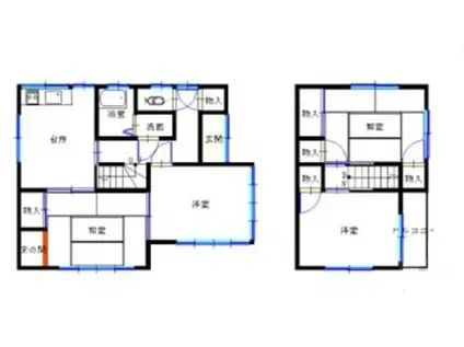 JR山陽本線 福山駅 徒歩32分 2階建 築52年(4DK/1階)の間取り写真
