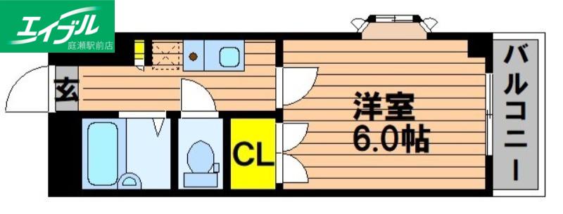 ハッピーハイツ今(1K/1階)の間取り写真