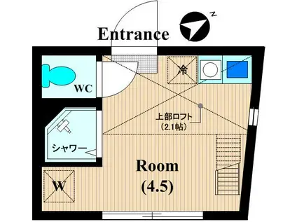 TM上平間(ワンルーム/2階)の間取り写真