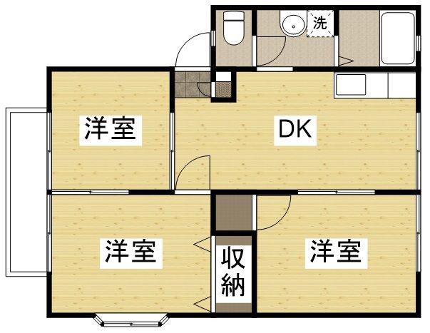 サンビレッジゆたかC(3DK/2階)の間取り写真