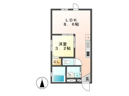 ノア名駅南(1LDK/2階)の間取り写真