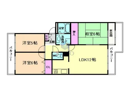 ハイツヒルトップス(3LDK/3階)の間取り写真