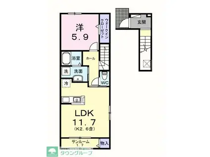 エール トロワ(1LDK/2階)の間取り写真