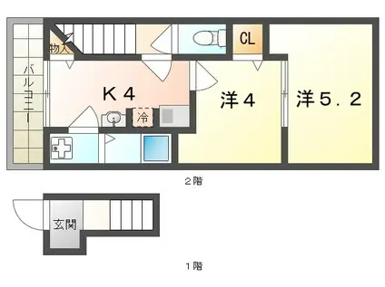 シェスム清水(2K/2階)の間取り写真