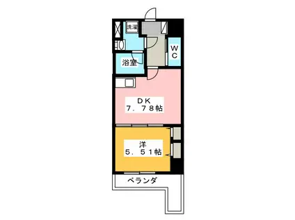 TRIBUTE尾張町(1DK/4階)の間取り写真