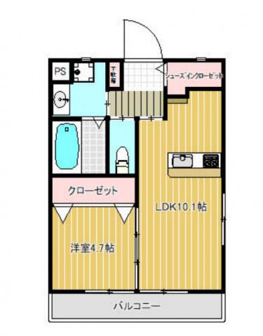 FELSEN(1LDK/1階)の間取り写真