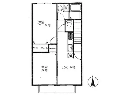 フェアホルムB棟(2LDK/2階)の間取り写真