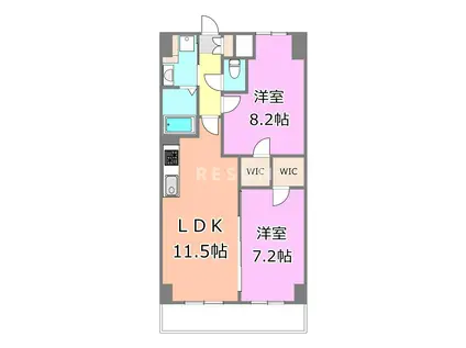 千葉ポートイースト(2LDK/8階)の間取り写真