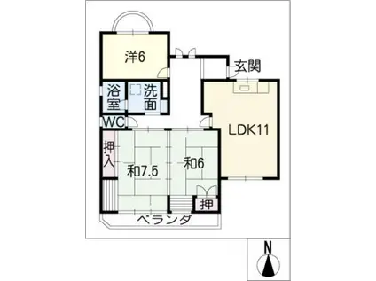 ロイヤル丘上(3LDK/3階)の間取り写真