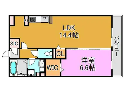 CASA SERENAA棟(1LDK/3階)の間取り写真