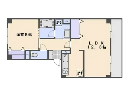 フォブール五日市駅前(1LDK/3階)の間取り写真