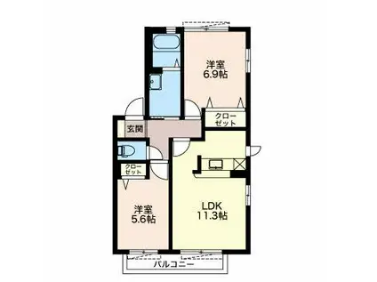 メゾンアクアI(2LDK/2階)の間取り写真