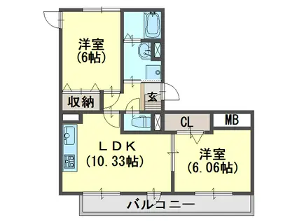パルティーレ(2LDK/1階)の間取り写真