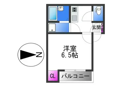 カーサ加美正覚寺(1K/3階)の間取り写真