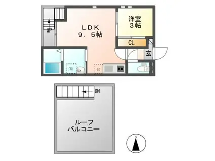 GRANDTIC KRSII(1LDK/2階)の間取り写真