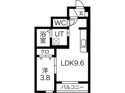 クリスタル(1LDK/1階)の間取り写真