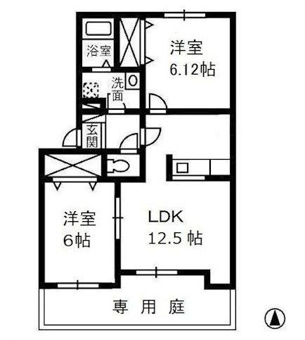 ルボア平喜A棟(2LDK/1階)の間取り写真