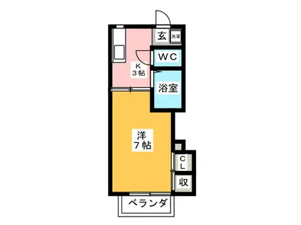 ノースビレッジサウスサイド(1K/2階)の間取り写真