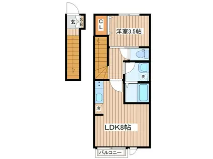 マノアーレ名取駅西 A棟(1LDK/2階)の間取り写真