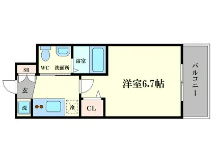 エグゼ弁天町(1K/8階)の間取り写真