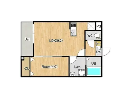 ジーメゾン春日部浜川戸(1LDK/2階)の間取り写真