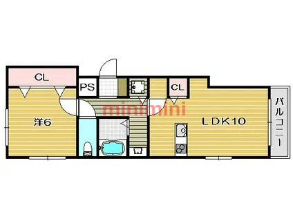 アリスコート学園町(1LDK/2階)の間取り写真