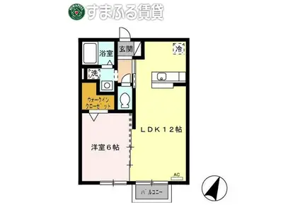 サンオータKIII(1LDK/2階)の間取り写真