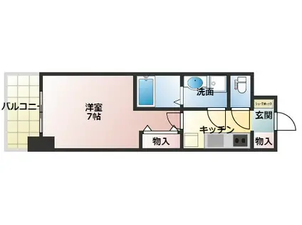 S-RESIDENCE難波大国町DEUX(1K/14階)の間取り写真
