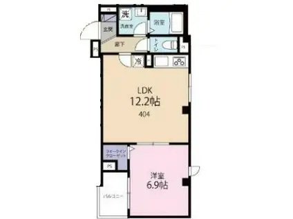 ハピネス ミノリ(1LDK/4階)の間取り写真