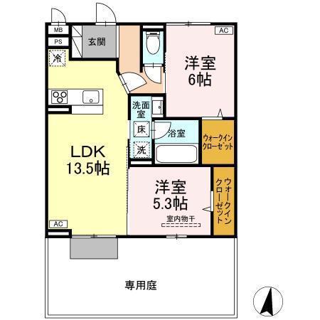 D-ROOMフィオーレ(2LDK/2階)の間取り写真