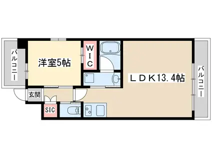 プレジオ三国アジアン(1LDK/7階)の間取り写真