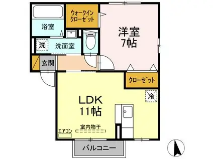 グランモア東台A(1LDK/2階)の間取り写真
