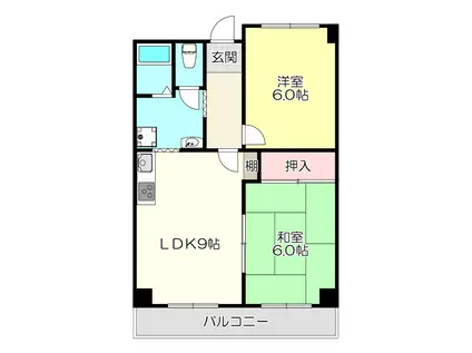 パールコート浅井(2LDK/5階)の間取り写真