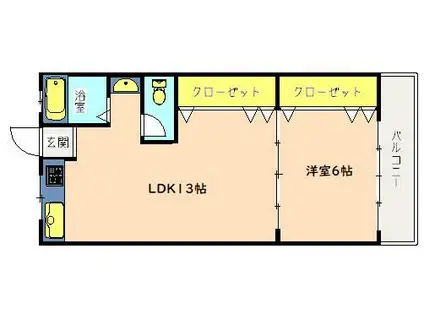 コーポ北村(1DK/2階)の間取り写真