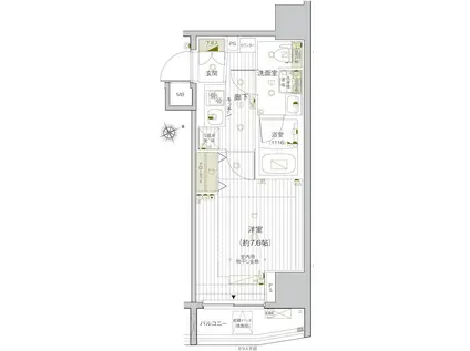 ヴァレッシア早稲田駅前シティ(1K/8階)の間取り写真