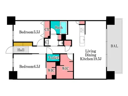 ポレスター岡山運動公園(3LDK/15階)の間取り写真