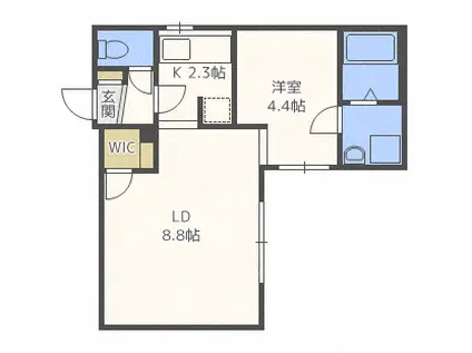 エスパスルージュ(1LDK/2階)の間取り写真