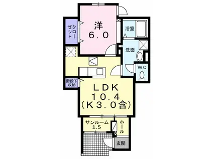 メゾン ド カルム(1LDK/1階)の間取り写真