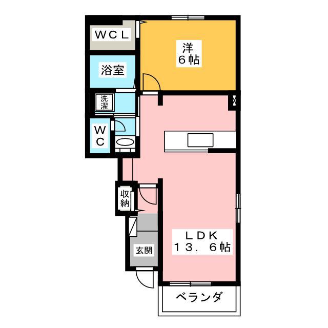 ベルベル II(1LDK/1階)の間取り写真