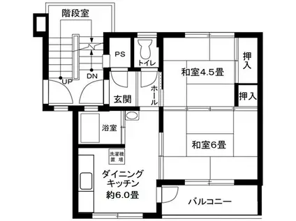 白根第1 6号棟(2DK/3階)の間取り写真