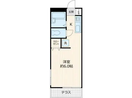 ハピネス佐柄(ワンルーム/1階)の間取り写真