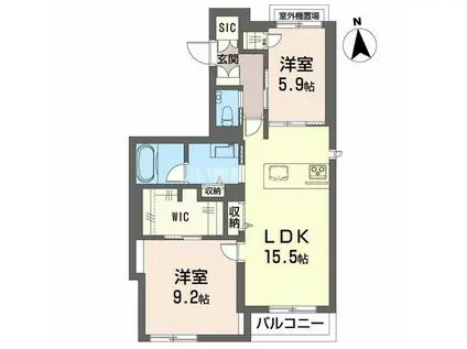 シャーメゾン925浅草橋(2LDK/2階)の間取り写真