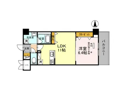 グランツコート御幣島(1LDK/7階)の間取り写真