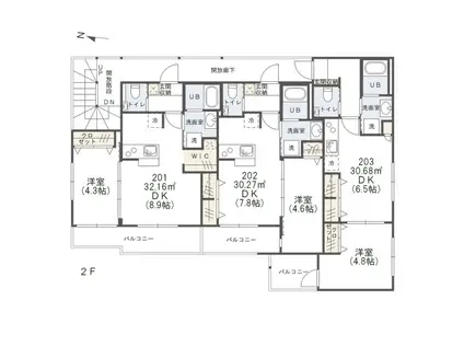 セブンヒルズ三軒茶屋(1LDK/2階)の間取り写真