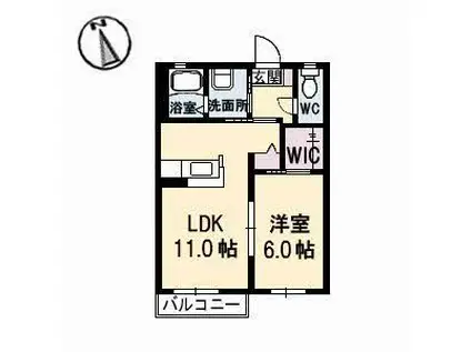 シャーメゾンひまわり(1LDK/1階)の間取り写真