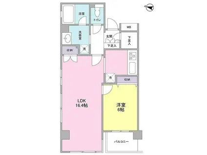 KDXレジデンス成城(1LDK/1階)の間取り写真