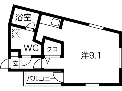 フェリシア桜本町(ワンルーム/2階)の間取り写真
