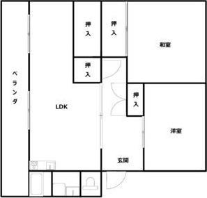 ハイツ高御堂A棟(2LDK/4階)の間取り写真