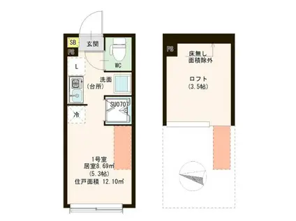 CASA F 西亀有(ワンルーム/2階)の間取り写真